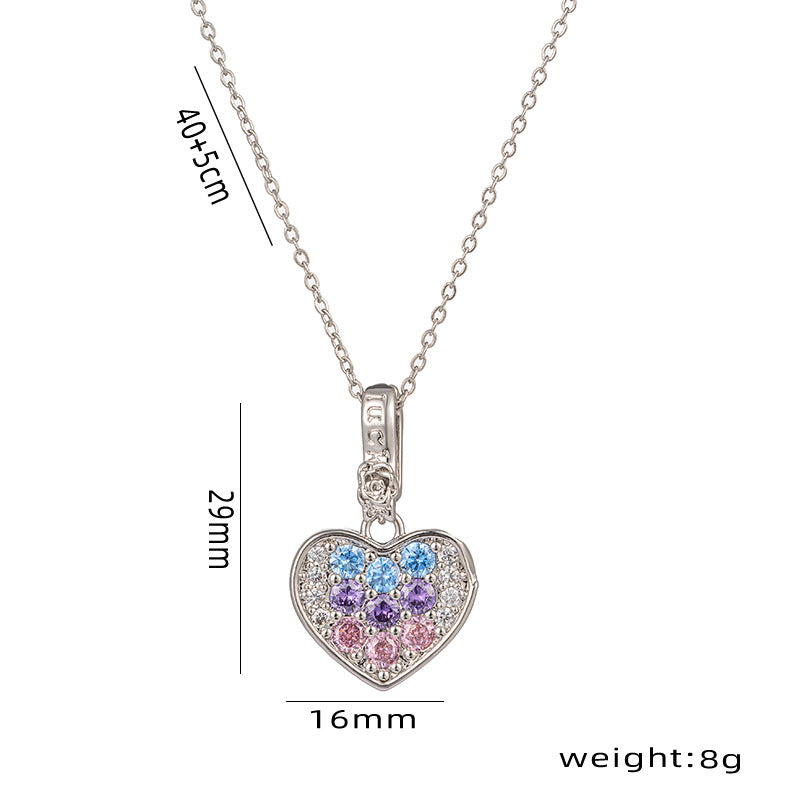 Elegante collar con colgante de acero titanio en forma de corazón con incrustaciones de diamantes de imitación para mujer, collar con cadena tipo O