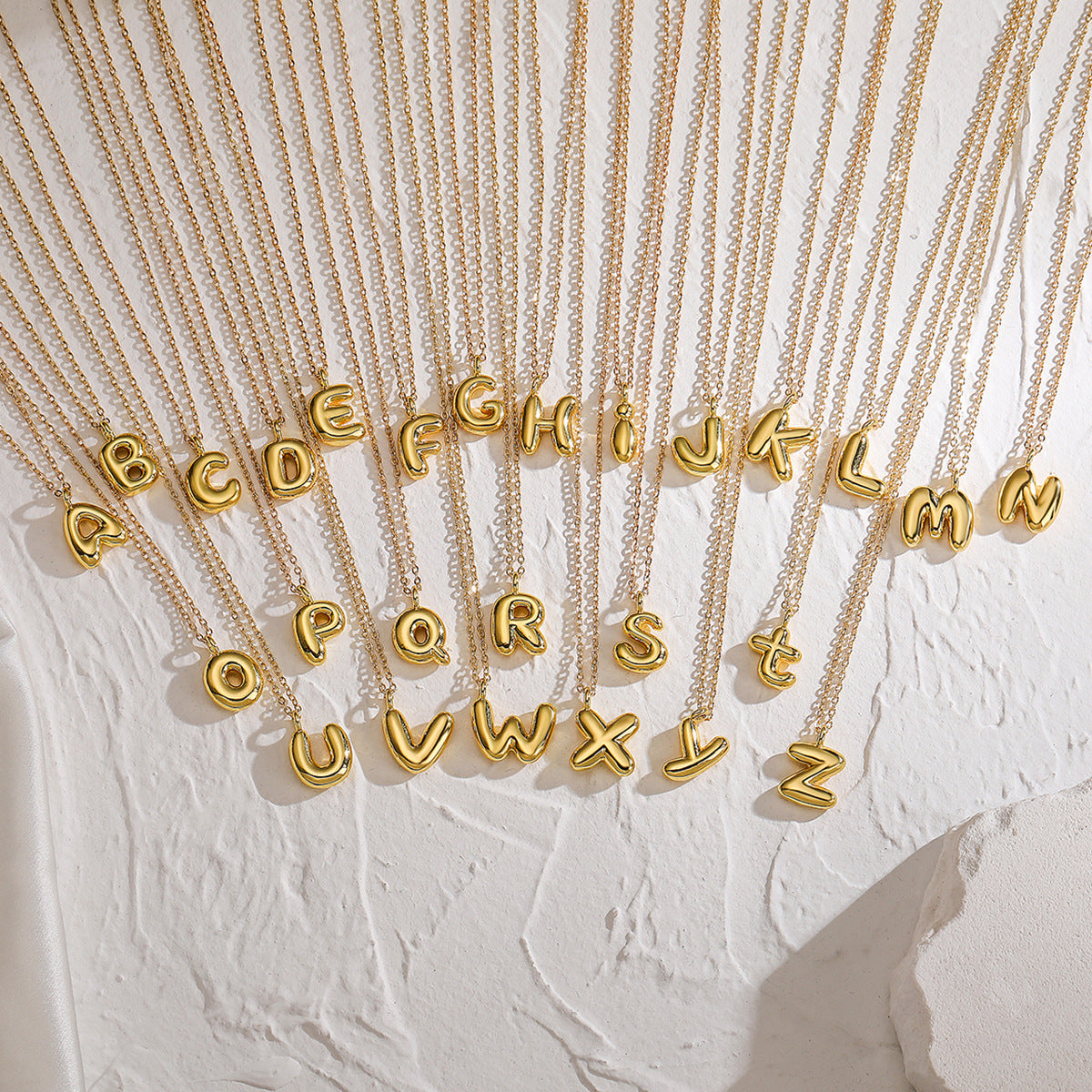 Minimalist Letter-Shaped Copper Pendant Necklace with Real Gold Plating for Women