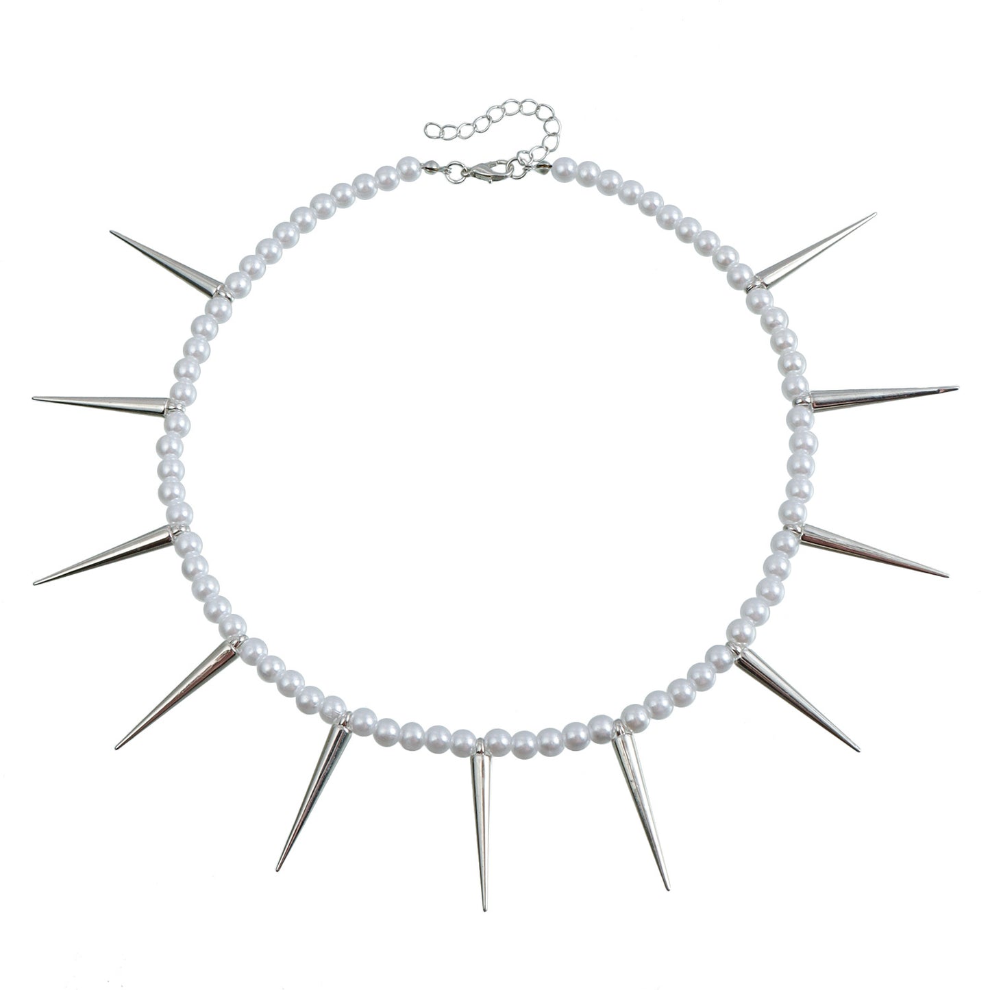 Collar de Clavícula de Perlas de Imitación Geométrico Minimalista en Forma de U para Mujer con Colgante de Aleación Plateada