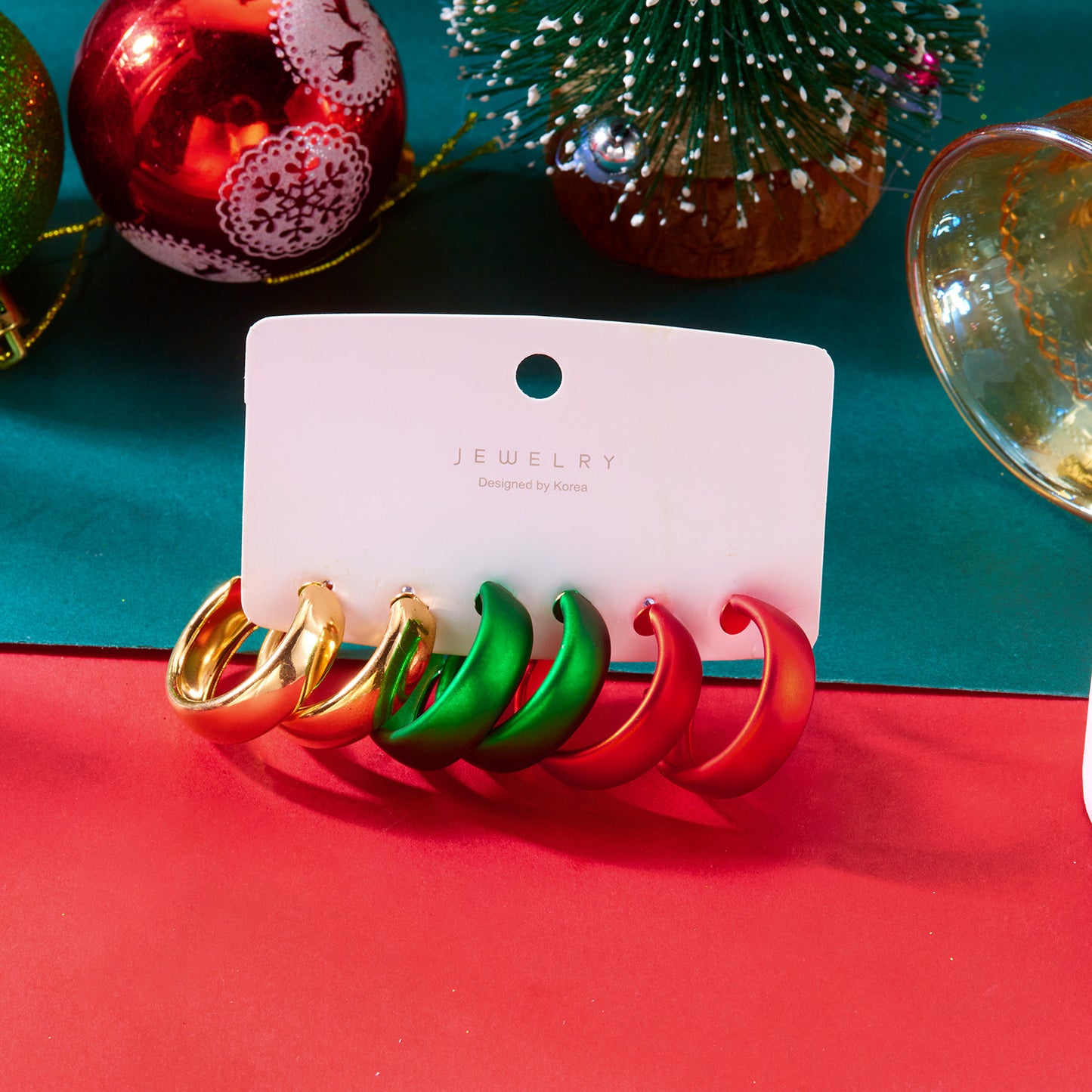 Pendientes de Aro en Espiral Geométrica de Aleación con Acabado Galvanizado para Mujer, Joyería de Moda para las Fiestas Navideñas