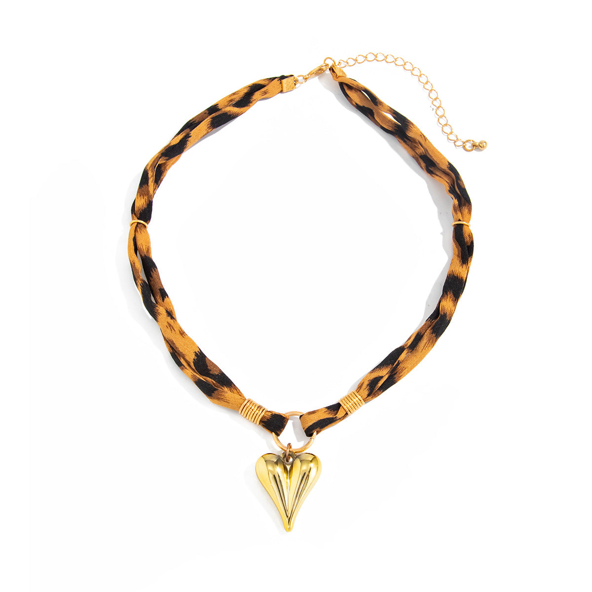 Sweet Punk Leopard Print Heart Geometric Alloy Plated Pendant Necklace for Women