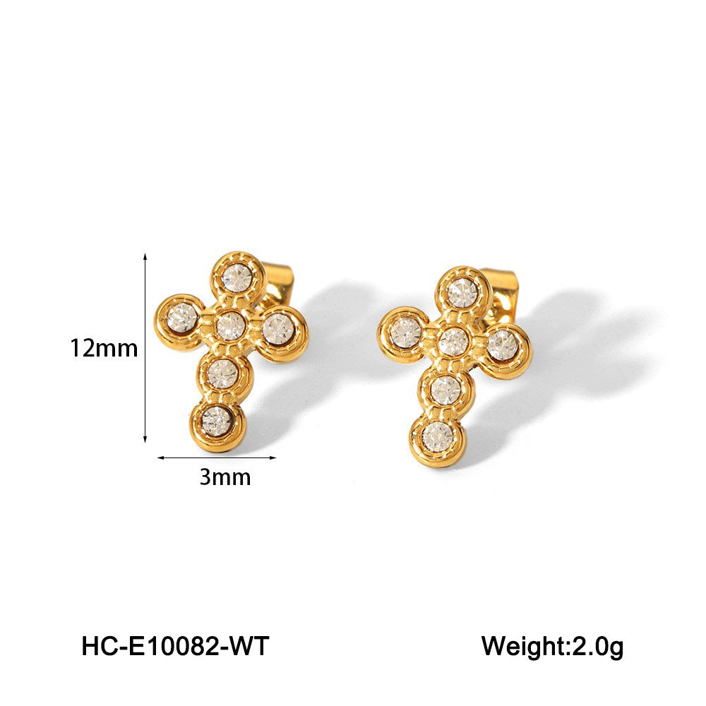 Pendientes Geométricos de Acero Inoxidable en Forma de C con Baño de Oro Hipoalergénicos Minimalistas de Moda