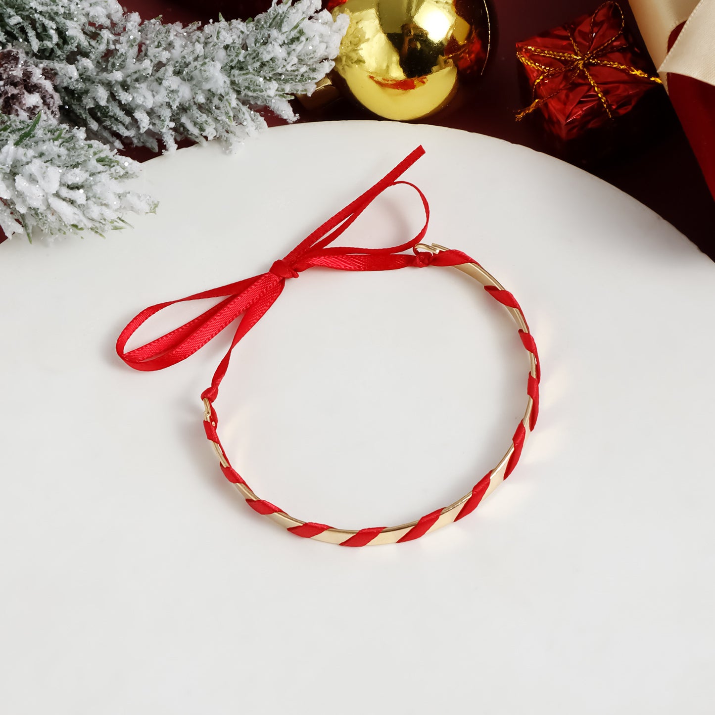 Pulsera de cuerda geométrica con diseño original para mujer con acabado chapado, adorno de campana navideña, regalo de Navidad