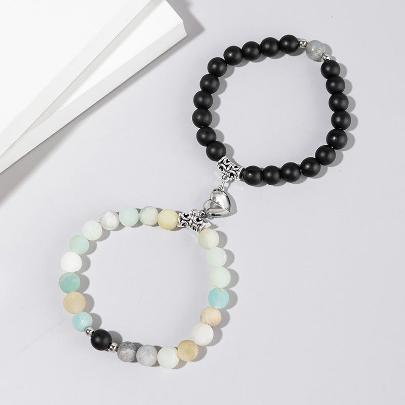 Minimalist Heart Agate Plated Bracelet Set for Unisex