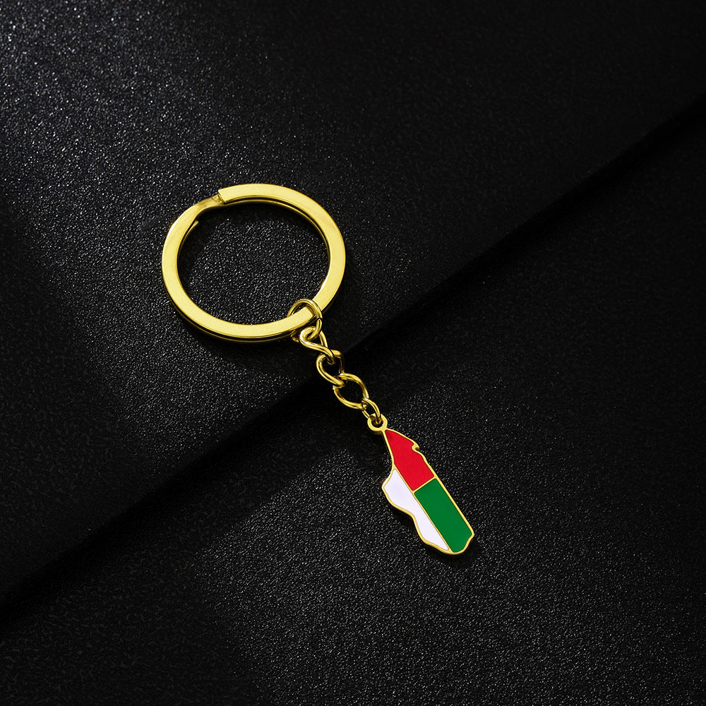 Colgante Llavero de Esmalte de Acero Inoxidable Estilo Étnico Vintage con Diseño Inspirado en Madagascar