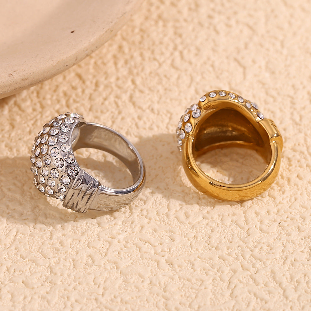 Anillo de acero inoxidable geométrico de inspiración vintage con chapado en oro de 18 quilates para hombre