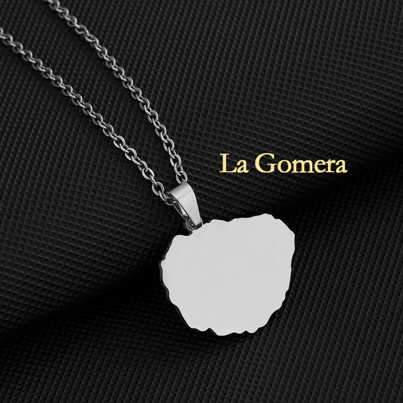 Collar con colgante geométrico de acero inoxidable con dije de acero de titanio y acabado galvanizado para uso unisex