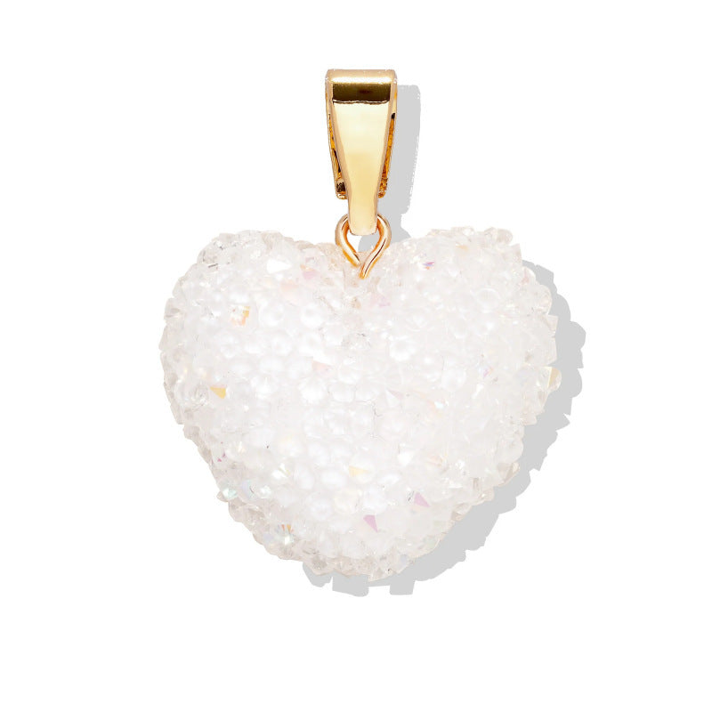 Colorful Heart Plated Stainless Steel Charm Bar Necklace for Women