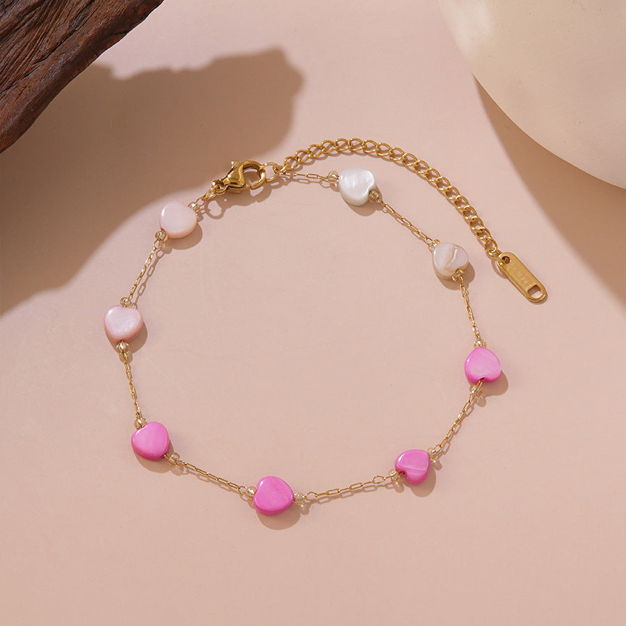 Elegante set collana e bracciale in acciaio inossidabile placcato a goccia Sweet Heart con catena a cavo per donna