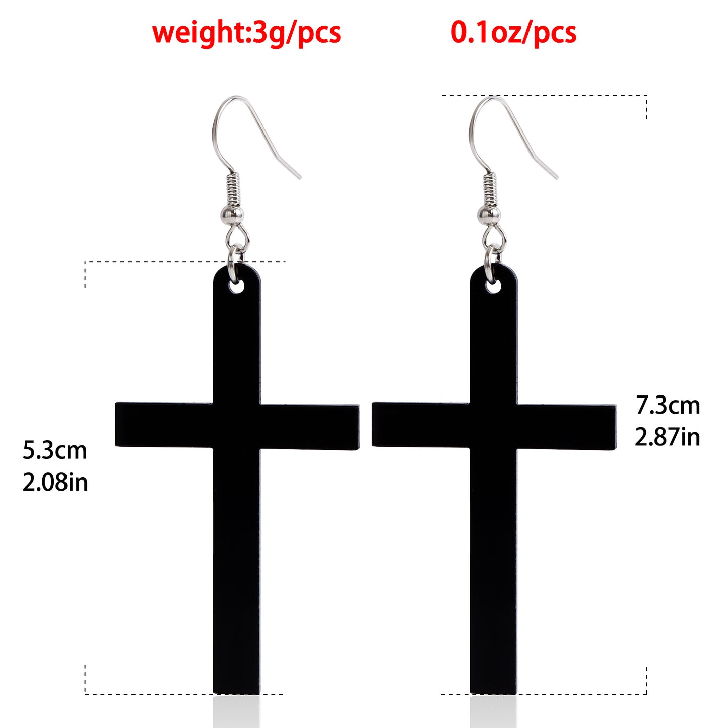 Vintage Geometric Long Black Resin Cross Earrings for Women with Plated Alloy Finish