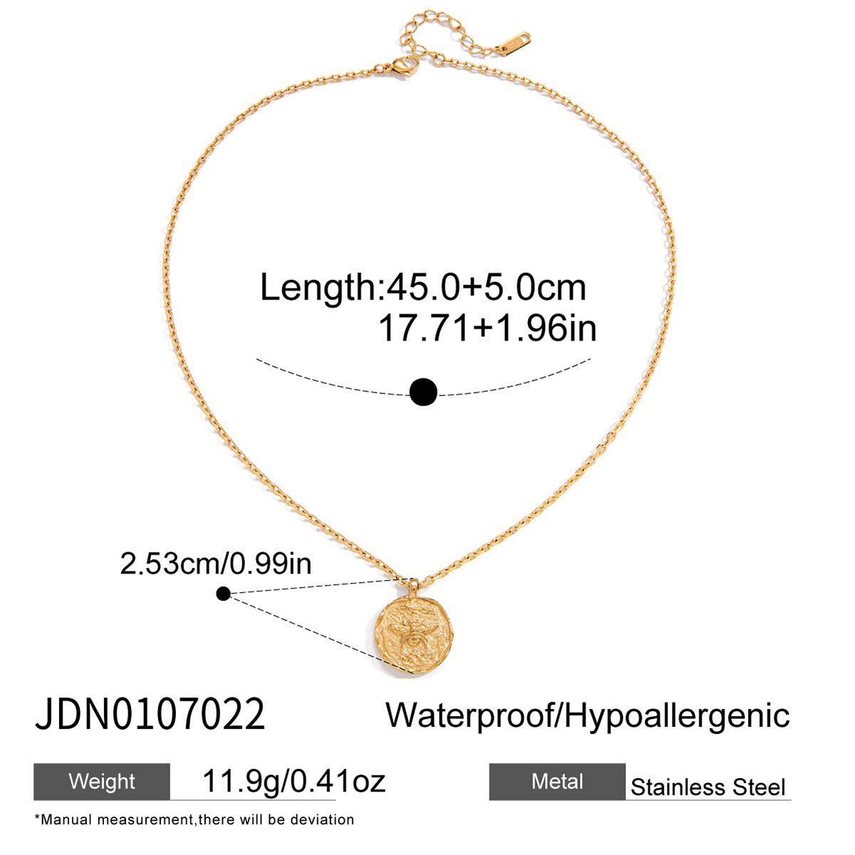 Collar de Acero Inoxidable Chapado en Acero de Titanio con Colgante de Abeja Geométrica para Mujer