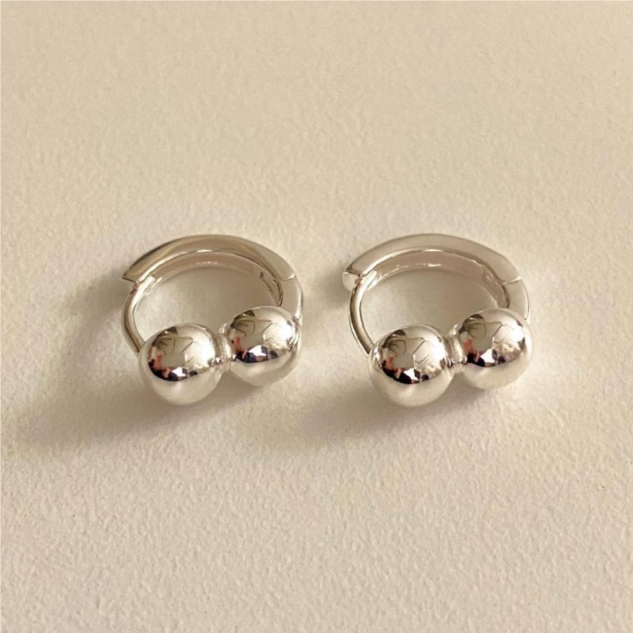 Minimalist Geometric Letter-Shaped 925 Sterling Silver Stud Earrings for Women