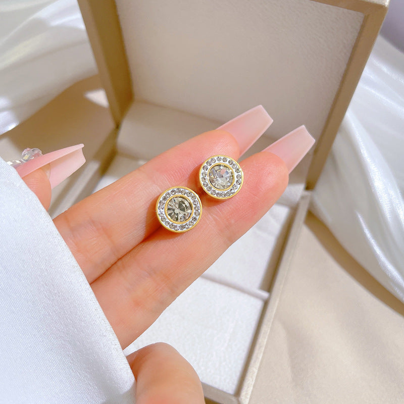 Minimalist Sweet Geometric Titanium Steel Plated Stud Earrings