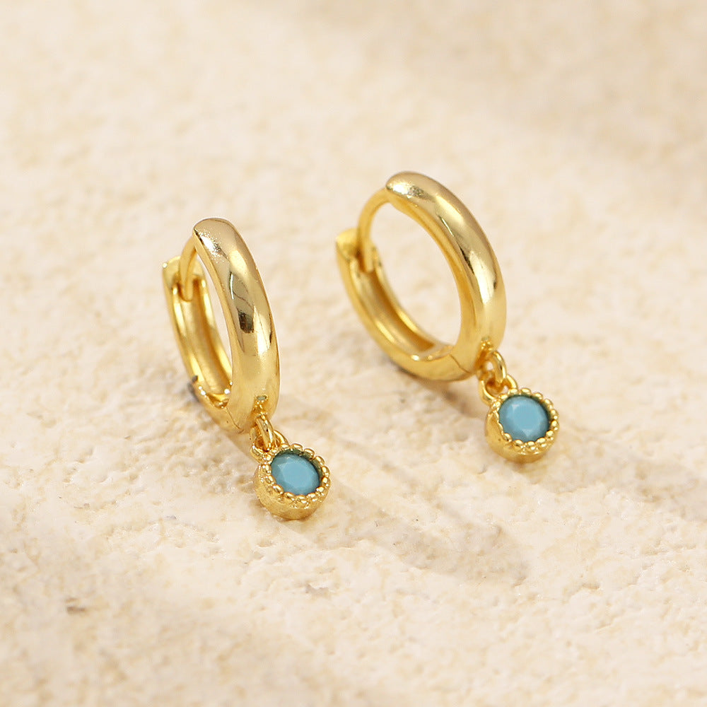 Luxury 925 Sterling Silver Geometric Round Plated Cubic Zirconia Hoop Earrings for Women