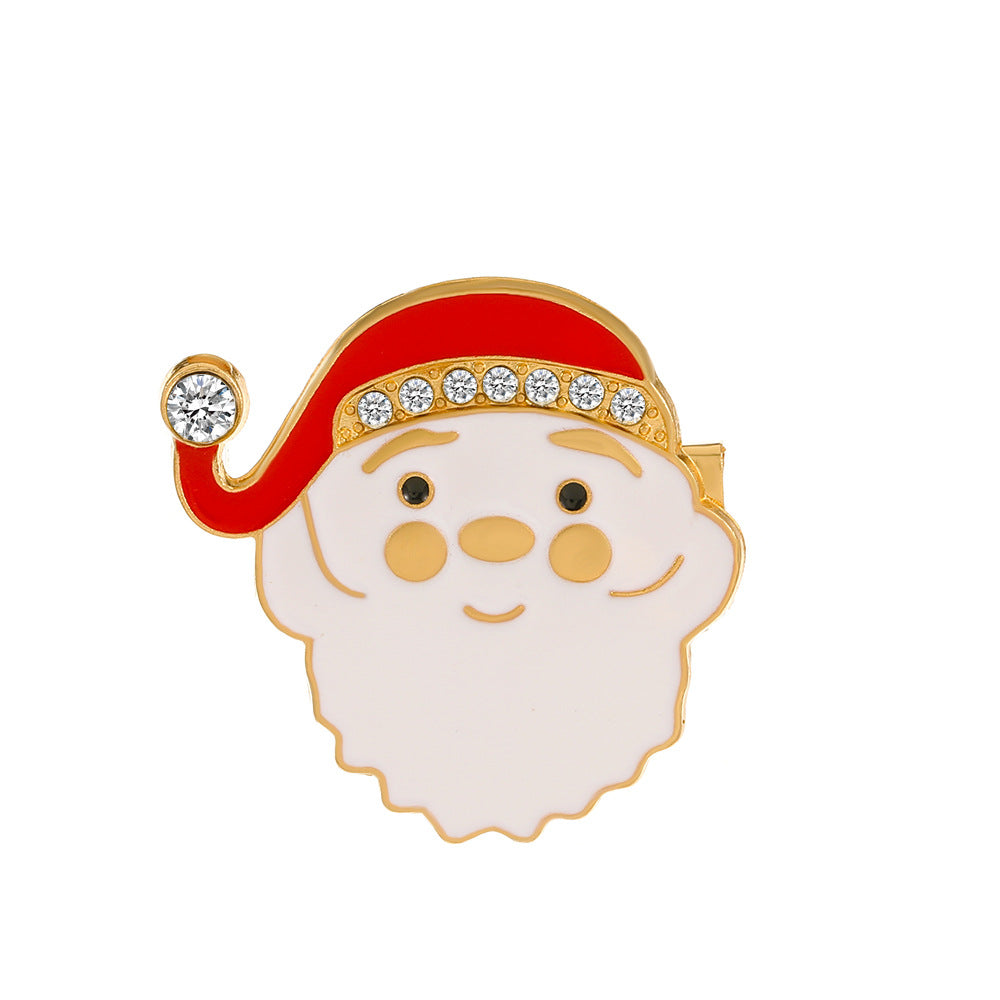 Christmas Pin with Enamel Snowman and Bell Design Alloy Brooch for Unisex Holiday Decoration