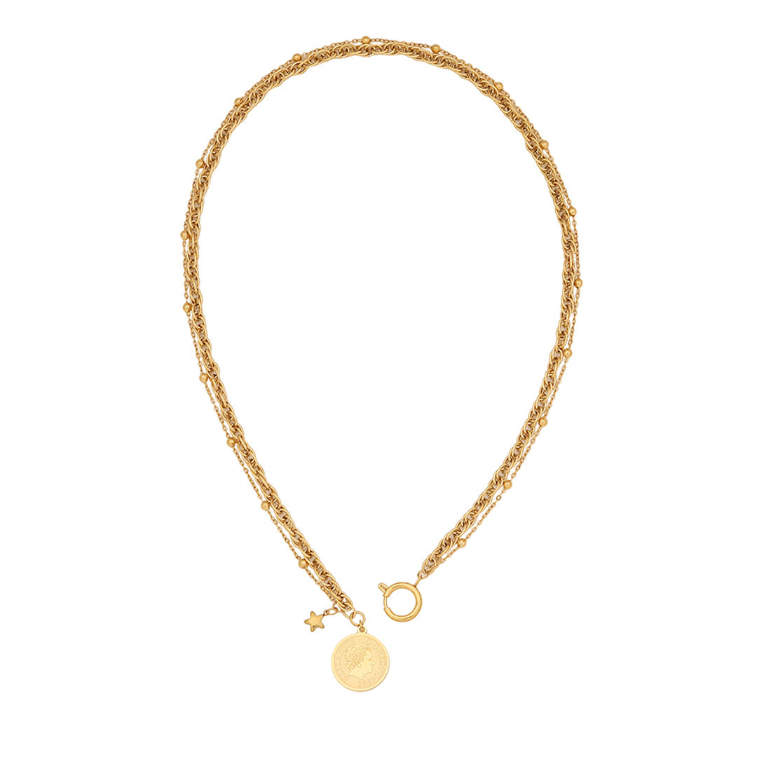 Collana con ciondolo a moneta personalizzata da donna in acciaio inossidabile con finitura placcata
