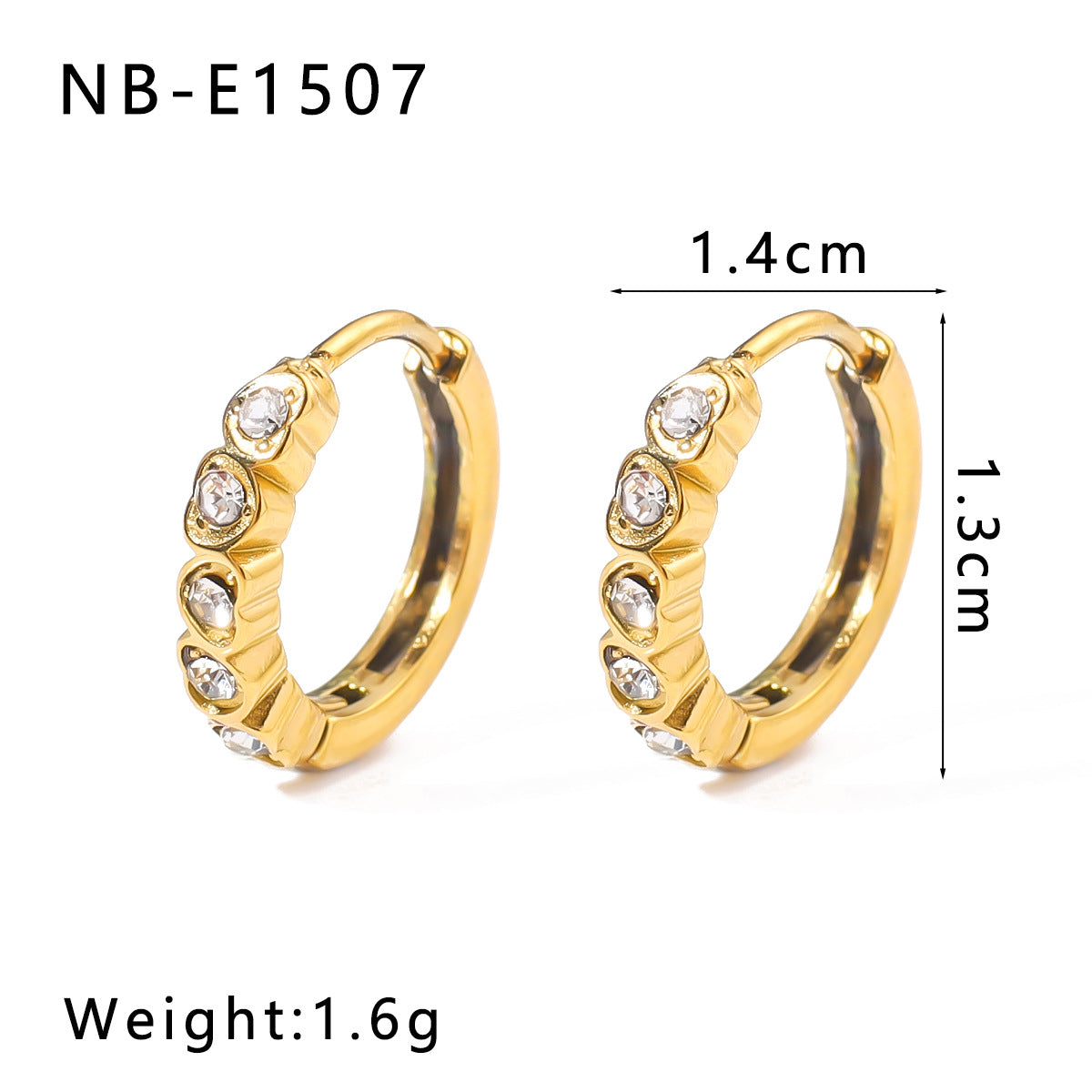 Minimalist Stainless Steel 18K Gold Plated Flower-Shaped Hoop Earrings with Rhinestone and Pearl Inlay for Women