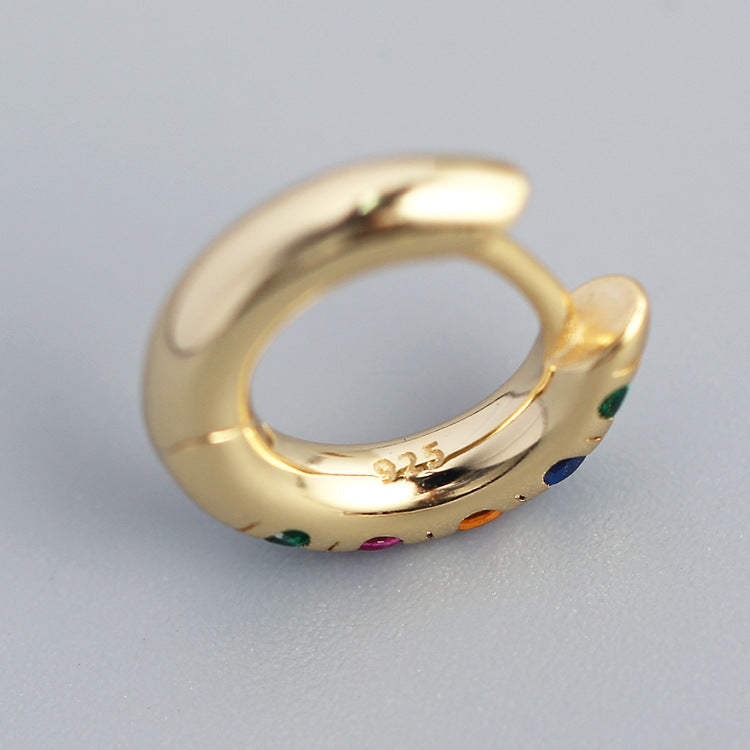 Orecchini a Cerchio di Lusso in Argento Sterling 925 con Zirconi Cubici Colorati Geometrici