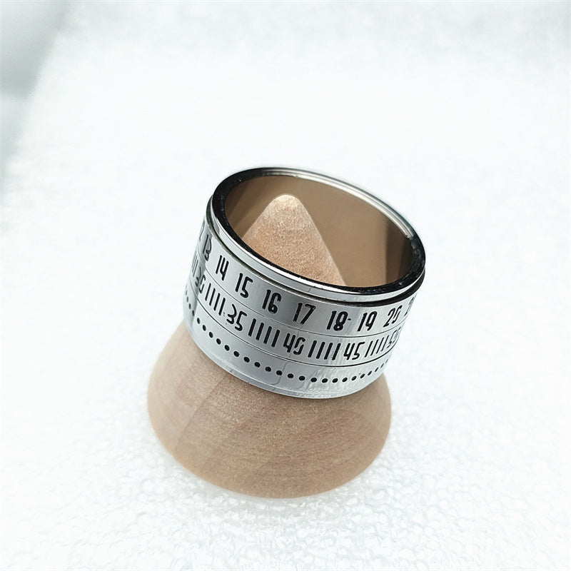 Titanium Steel Rotating Arabic Numeral Ring for Men