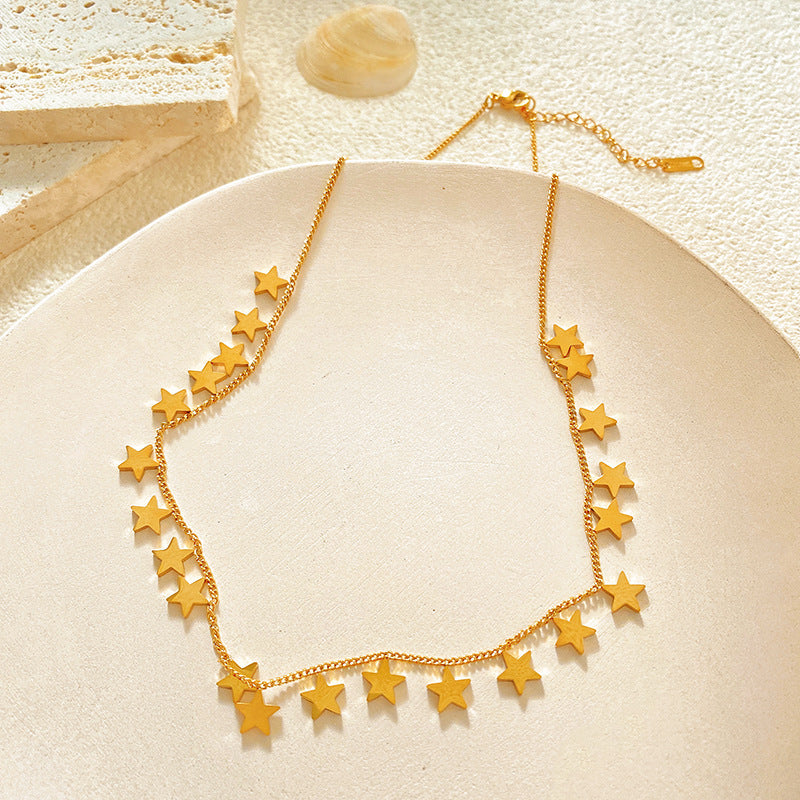 Minimalist Luxury Gold Plated Star Titanium Steel Necklace for Unisex