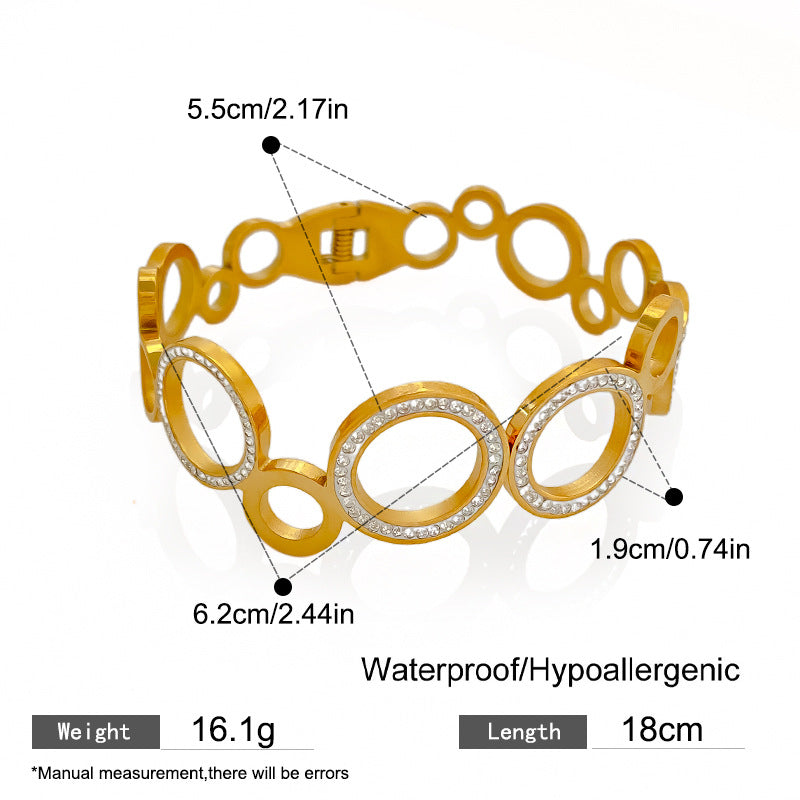 Vintage Geometric Oval Titanium Steel Plated Bracelet for Women