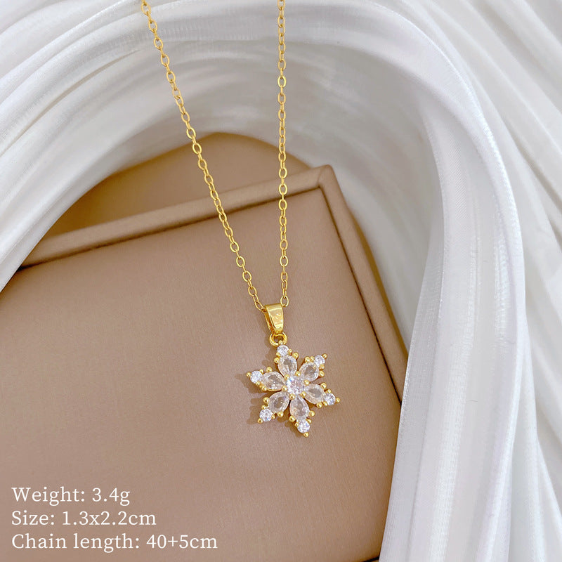 Collana con Pendente Luna Geometrica per Uomo e Donna Catena in Acciaio Inossidabile con Intarsi in Strass Elegante Collana a Ciondolo Minimalista