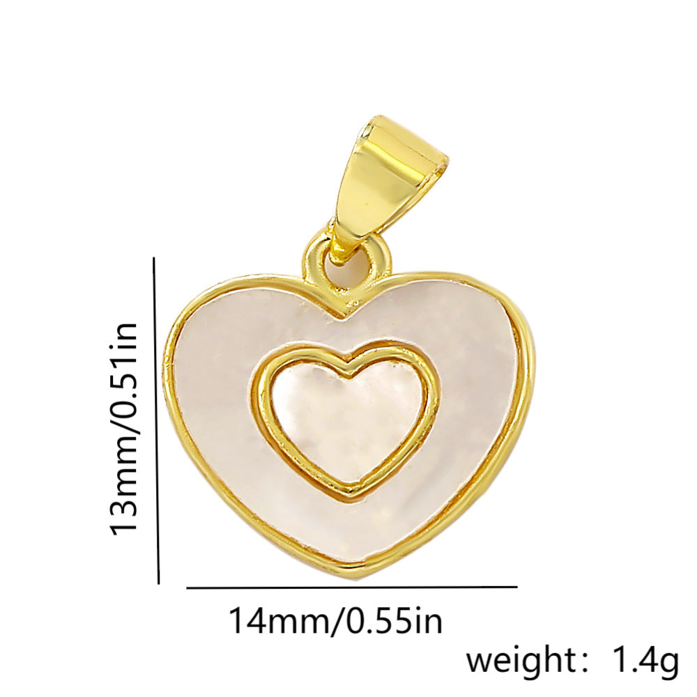 Barra con ciondolo a forma di cuore minimalista di lusso, placcata in ottone con zirconi cubici