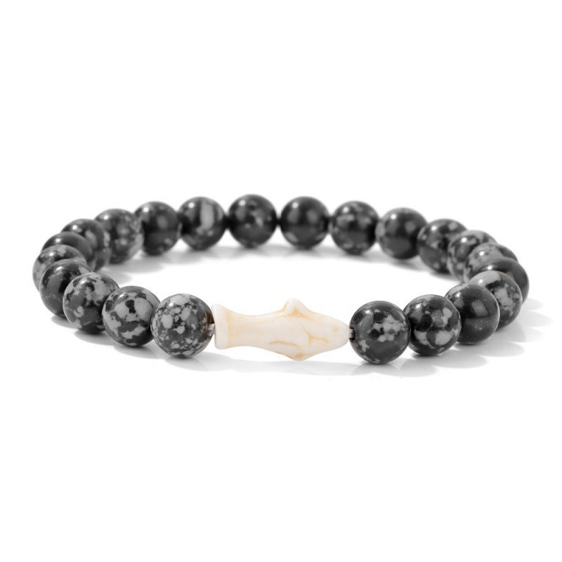 Minimalist Sweet Natural Turquoise Crystal Agate Animal Beaded Stretch Bracelet