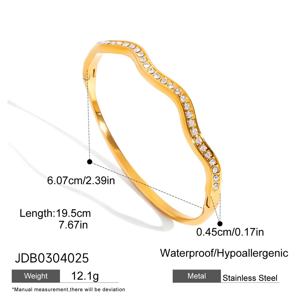Minimalist Geometric Horseshoe U-Shape Stainless Steel Plated Cubic Zirconia Bracelet for Women