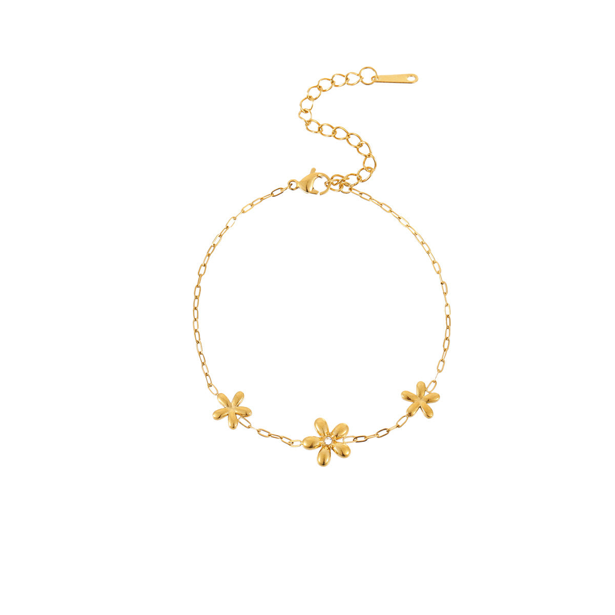 Fashionable Women's Geometric Stainless Steel Bracelet with 18K Gold Plating for Layering Vacation Style Jewelry