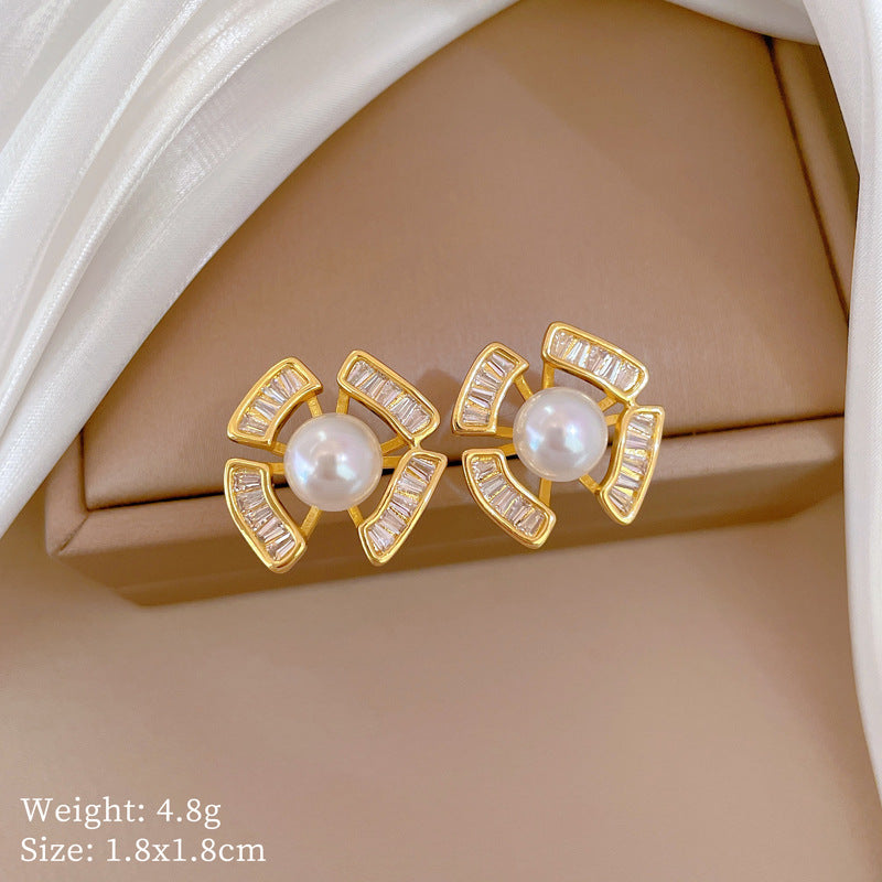 Geometric Stud Earrings for Women with Plated Copper Design, Elegant Long Tassel Drop Earrings, Sweet Style Jewelry