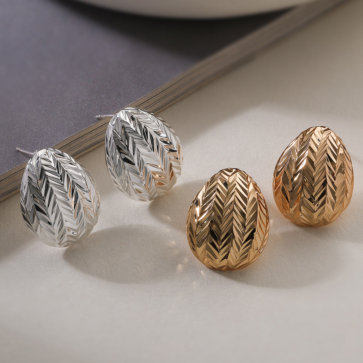 Vintage 18K Gold Plated Brass Geometric Teardrop Earrings for Women