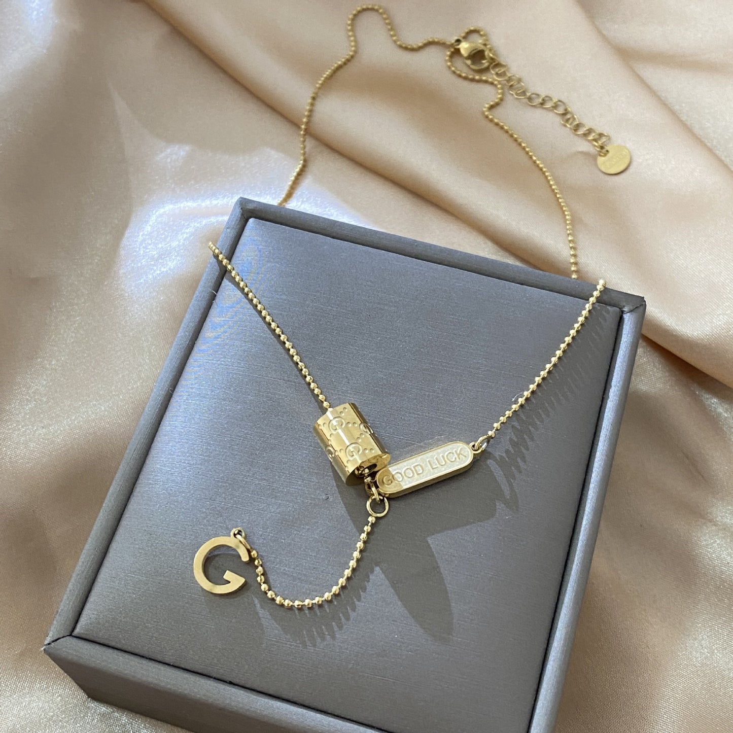 Fashion Geometric Letter G Gold Plated Titanium Steel Tassel Necklace Unisex