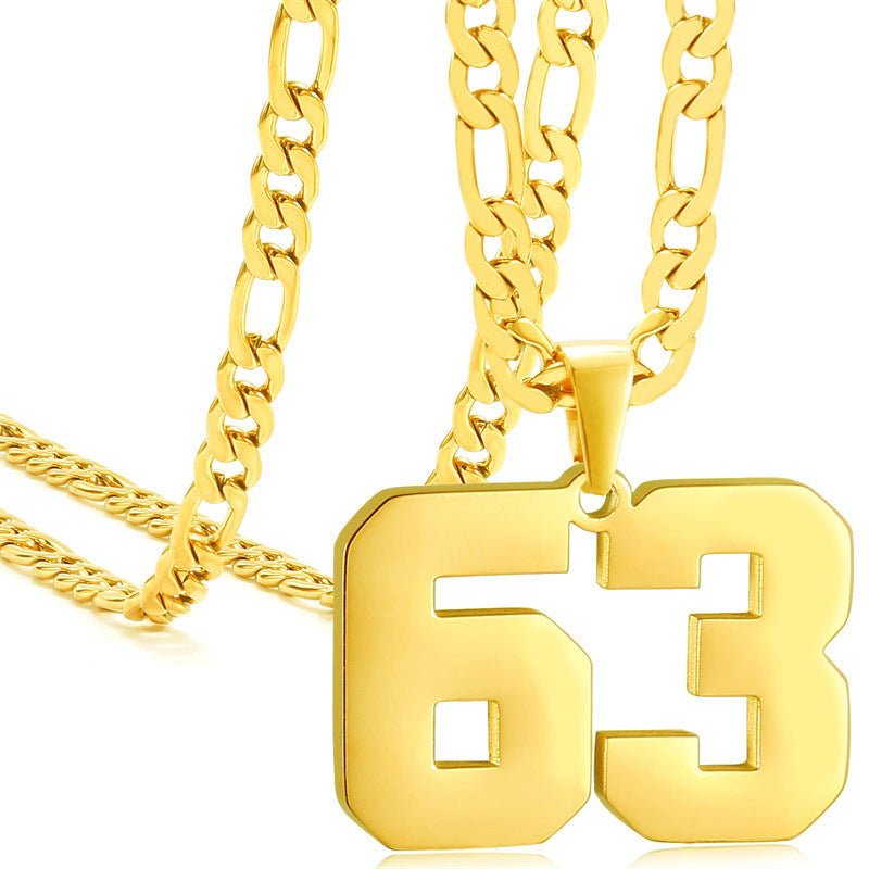 Minimalist Numeric Pendant Necklace for Men and Women Stainless Steel Chain with Polished Titanium Steel Charm