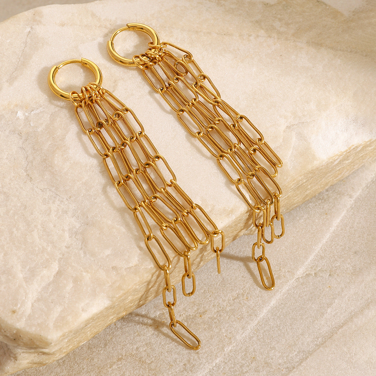 Aretes de Acero Inoxidable Geométricos con Baño para Mujer, Joyería de Oreja Lujosa, Ligera, de Moda Minimalista