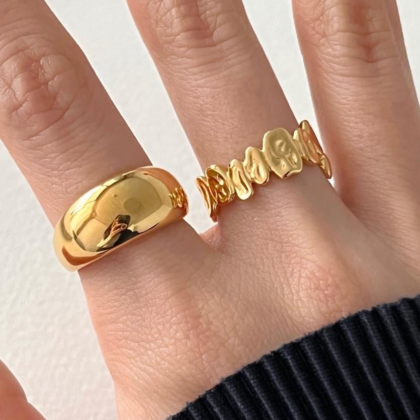 Minimalist Irregular Geometric Shape S925 Sterling Silver Ring for Women with Saturn Motif and Water-Like Texture