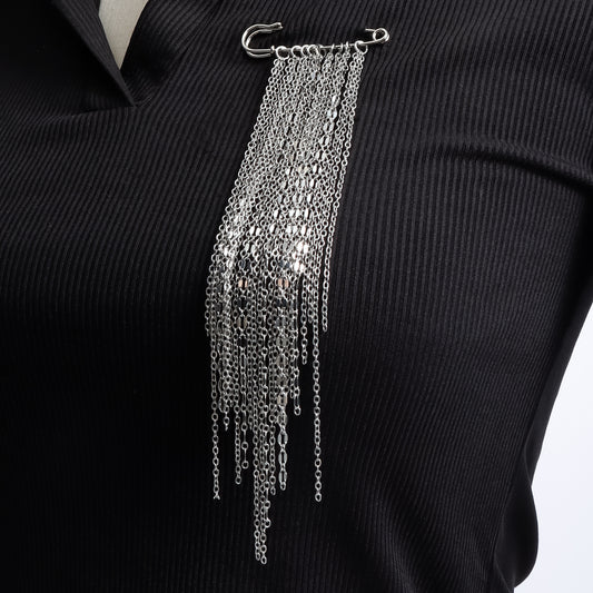 Elegant Business Geometric Alloy Plated Tassel Brooch for Women