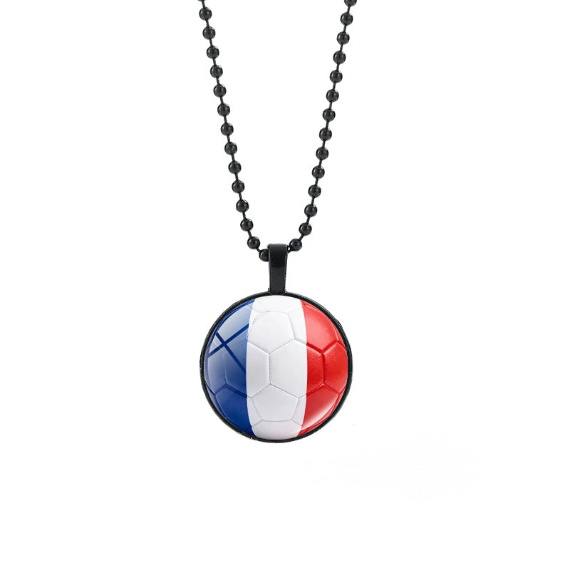 Collana Unisex Casual con Pendente Rotondo Geometrico di Cristallo e Catena a Sfera Placcata in Lega