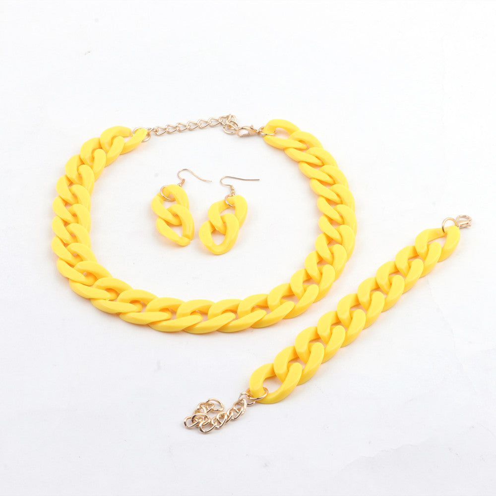 Minimalist Sweet Geometric Acrylic Pendant Necklace Set for Women