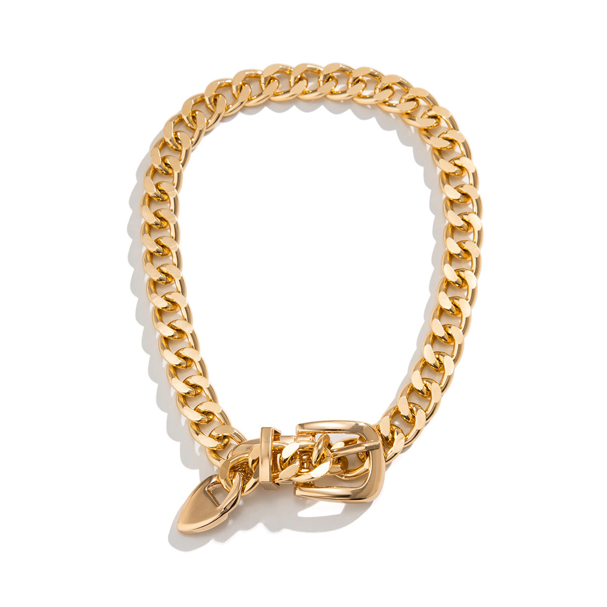 Collar Colgante Geométrico para Mujer con Cadena Gruesa de Aleación y Acabado Galvanizado