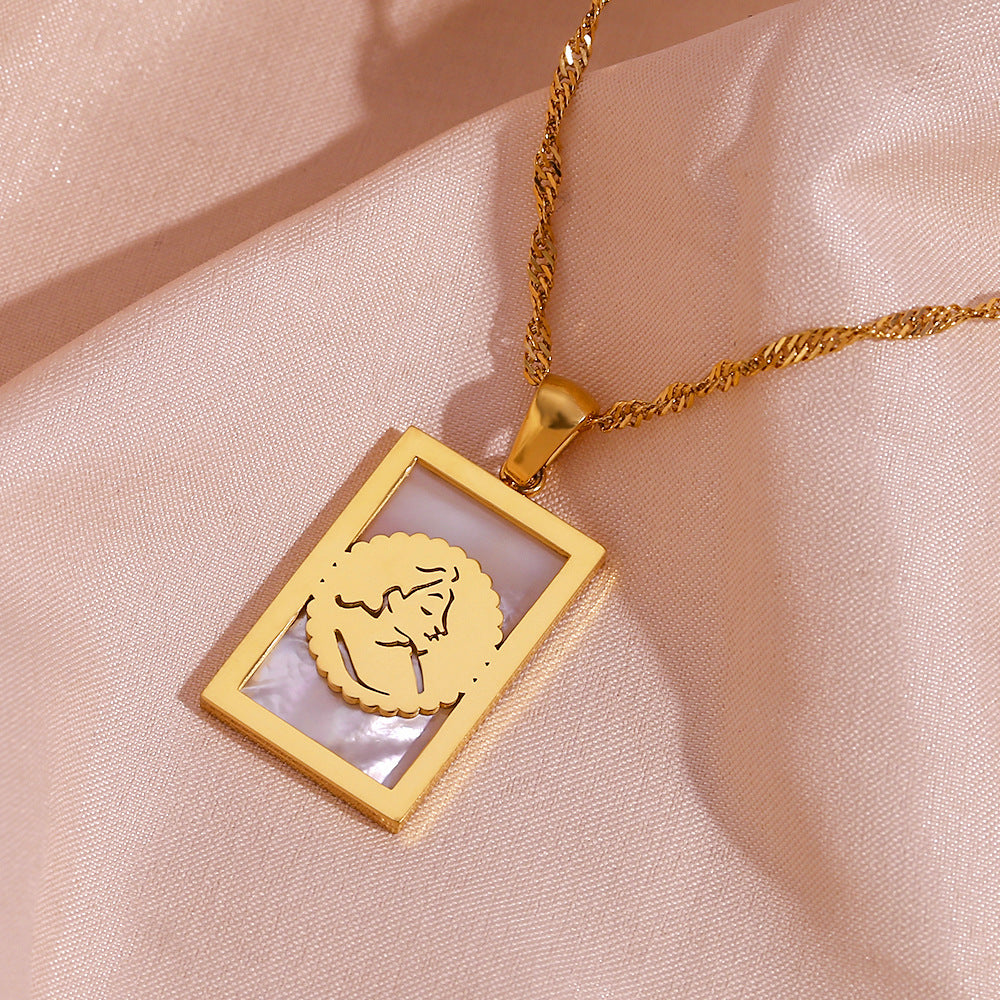 Collana Pendente da Donna a Guscio Geometrico Minimalista in Acciaio Inossidabile con Placcatura in Oro 18K