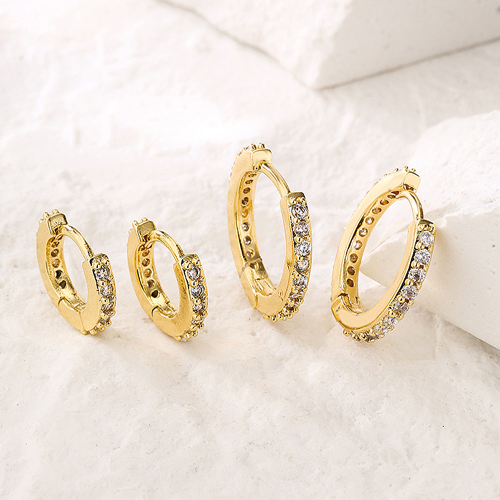Minimalist Geometric Hoop Earrings for Women in Copper with Micro-Pave Setting