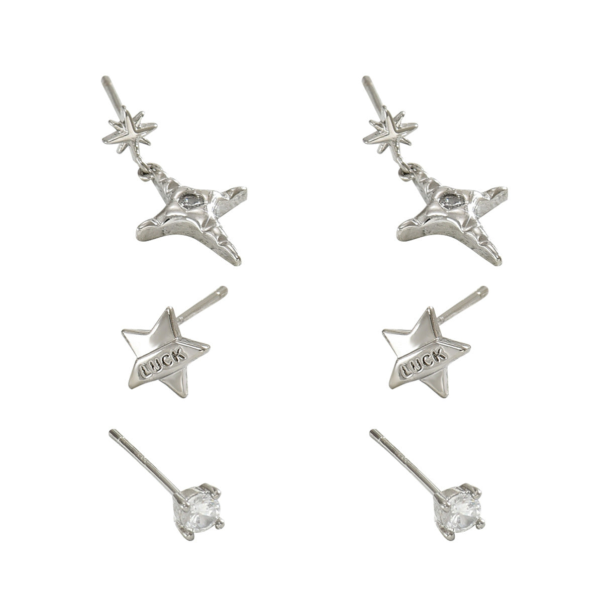 Pendientes de Cobre con Forma de Estrella Minimalista y Incrustaciones de Circonita para Mujer, Diseño Geométrico, Estilo Fresco y Dulce