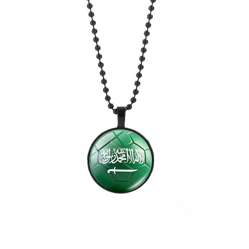 Collana Unisex Casual con Pendente Rotondo Geometrico di Cristallo e Catena a Sfera Placcata in Lega