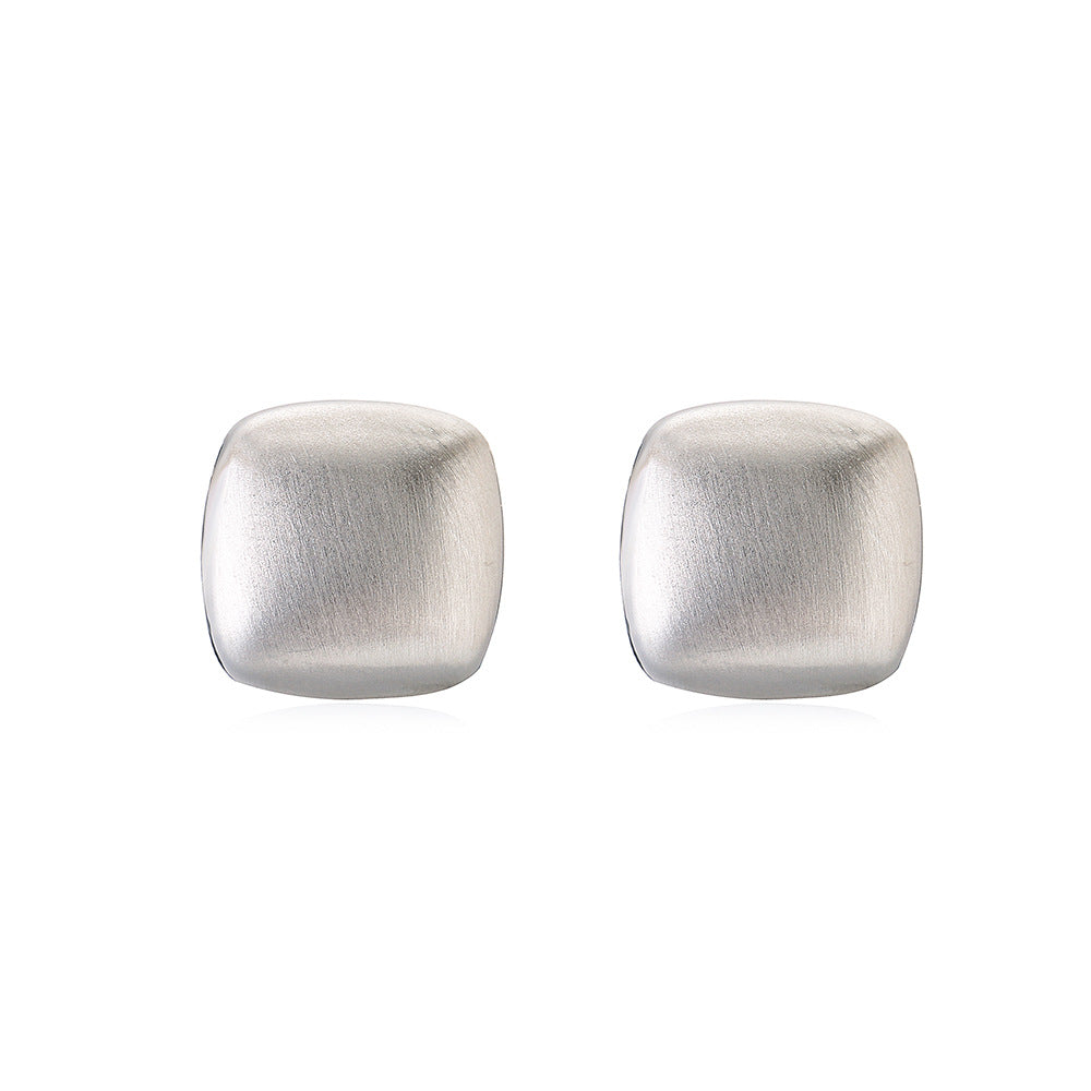 Minimalist Geometric Stud Earrings for Women Copper Base with Real Gold Plating and Brushed Finish