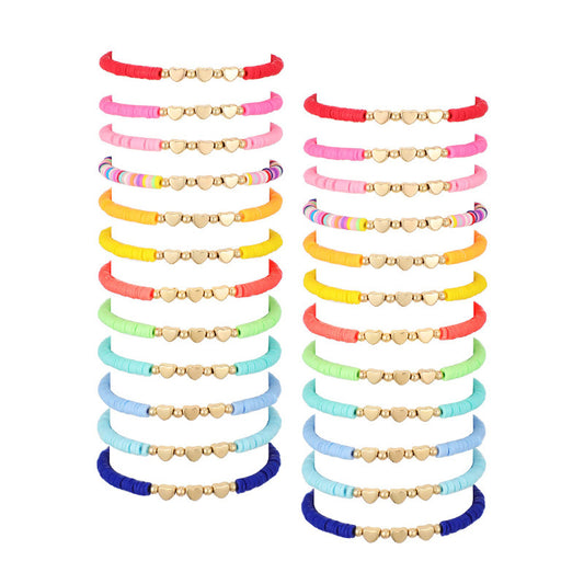 Handmade Heart Shaped Resin Bracelet Unisex Colorful Slice Bangle with Music Note Elements