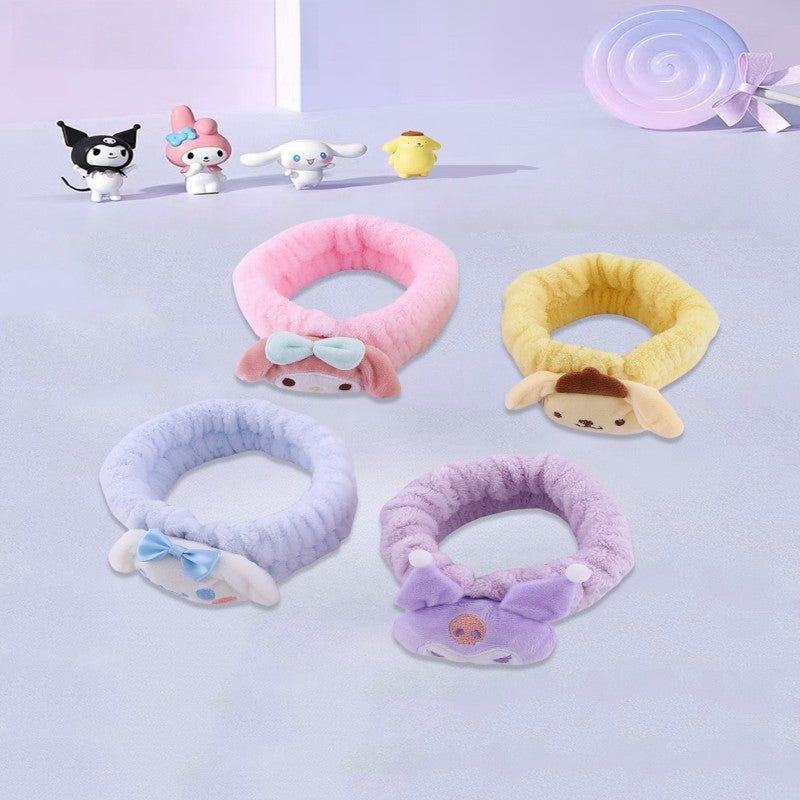 Diadema de personaje de dibujos animados de Kumomimi para niñas, con ribete de encaje bordado y confección de tela suave