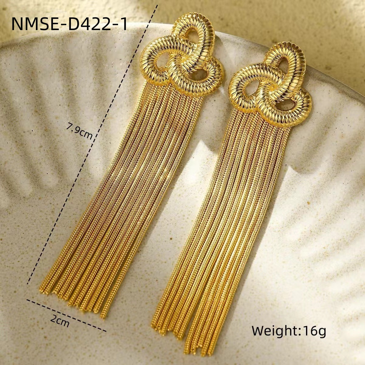 Pendientes de borla de estrella de mar elegantes vintage de acero inoxidable con galvanoplastia para mujer
