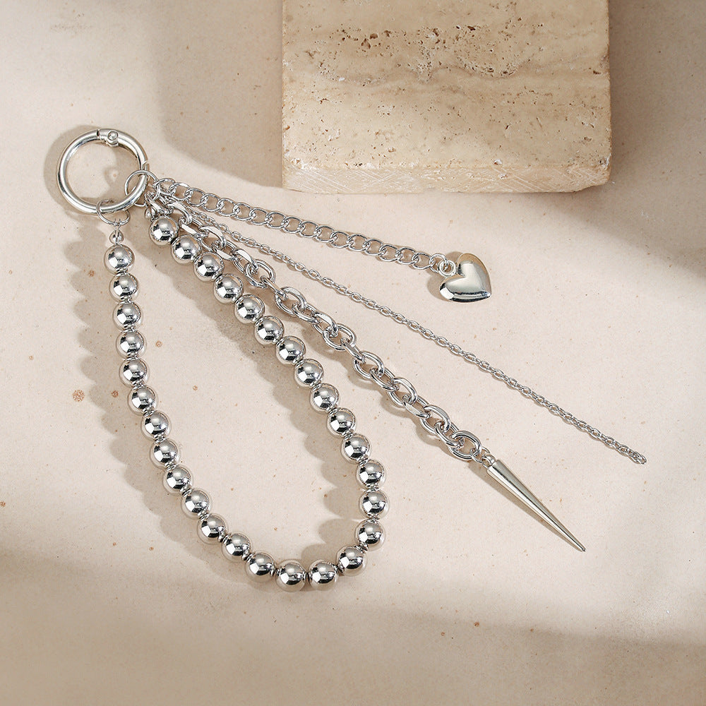 Streetwear Geometric Hematite Beaded Key Chain Zinc Alloy Men's Bag Charm