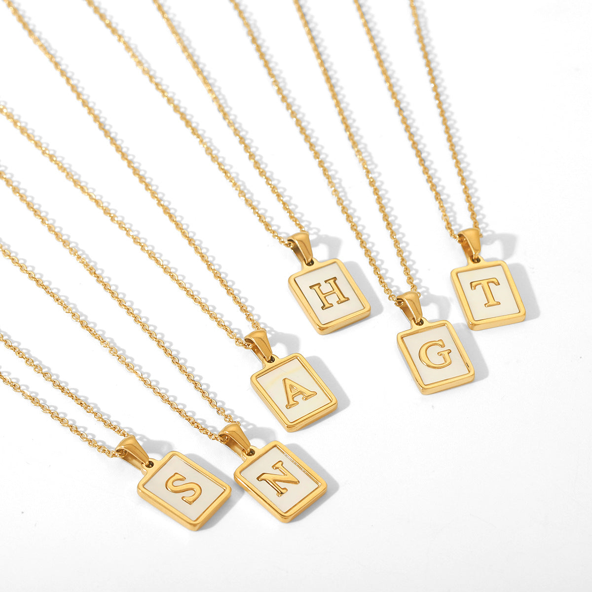 Minimalist Letter Pendant Necklace in Titanium Steel with 18K Gold Plating on Stainless Steel Chain for Women